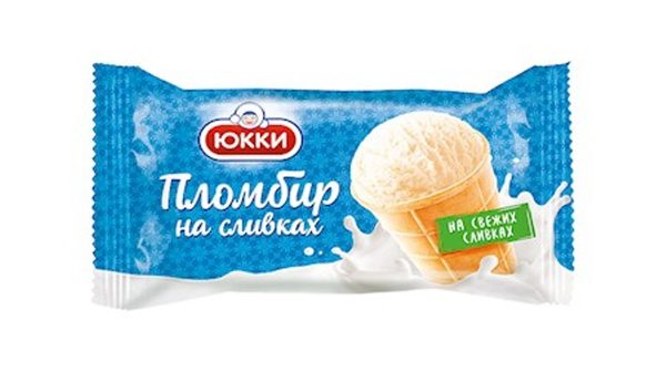 Мороженое пломбир Юкки с ароматом ванили в вафельном стаканчике 75г