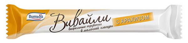 Трубочки вафельные Вивайли с арахисом в молочной глазури 19г