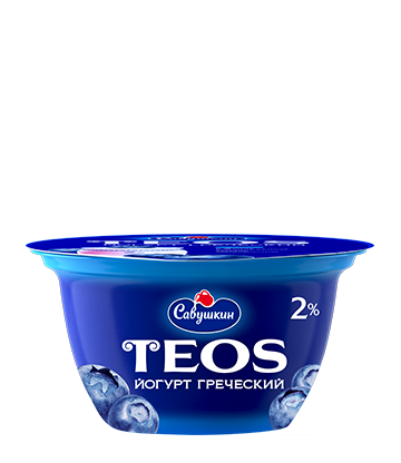 Йогурт греческий густой "Teos" черника, жирность - 2%, 140 г.