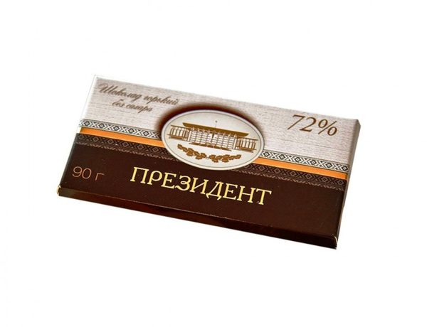 Шоколад горький Президент десертный бес добавления сахара 72% 90г