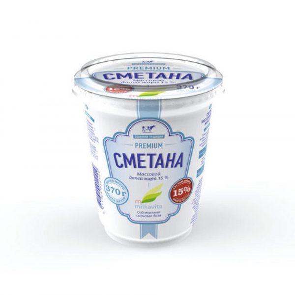 Сметана 15% п/ст Милкавита 370г