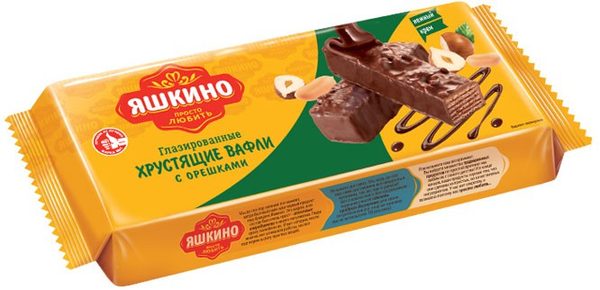 Вафли "Яшкино" глаз. с орешками 200 г