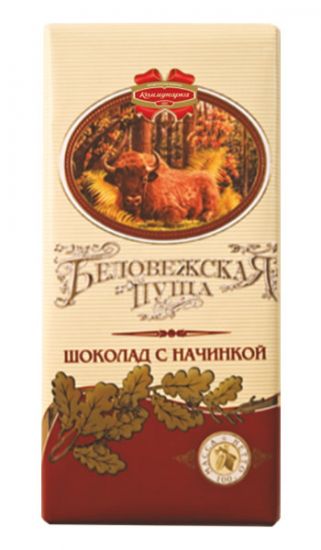 Шоколад горький Беловежская пуща десертный с начинкой 100г