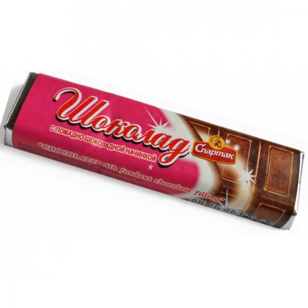 Шоколад темный Спартак с помадно-шоколадной начинкой пенал 48г