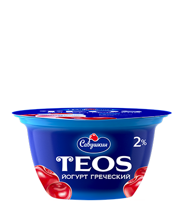 Йогурт густой греческий "Teos" вишня, жирность - 2%, 140 г.