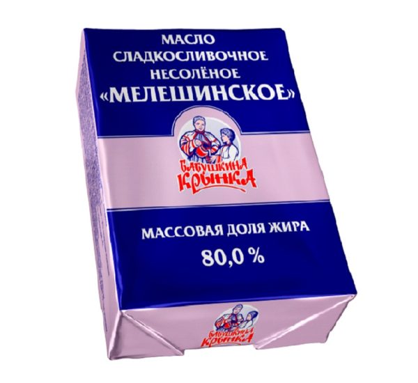 Масло сладкосливочное несоленое “Мелешинское”, жирность – 80 %