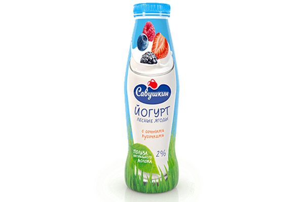 Йогурт питьевой "Савушкин" лесные ягоды, жирность - 2%, 415 г.