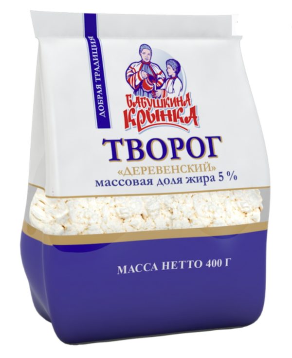 Творог «Деревенский» 5%, 0.4 кг.