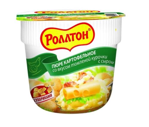 Пюре картофельное Роллтон со вкусом томленой курочки с сыром 40г