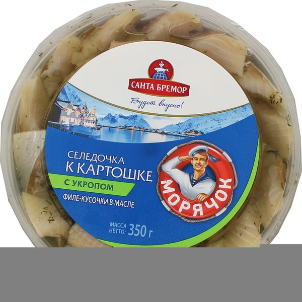 Филе-кусочки сельди слабосоленые Селедочка к картошке с укропом п/б 350г