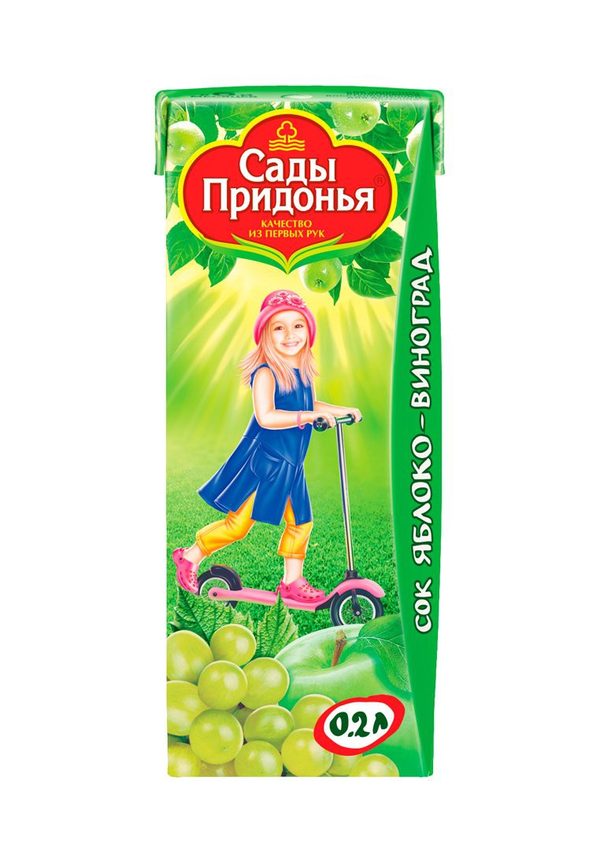 Сок д/п "Сады Придонья" яблочно-виноградный 0,2л