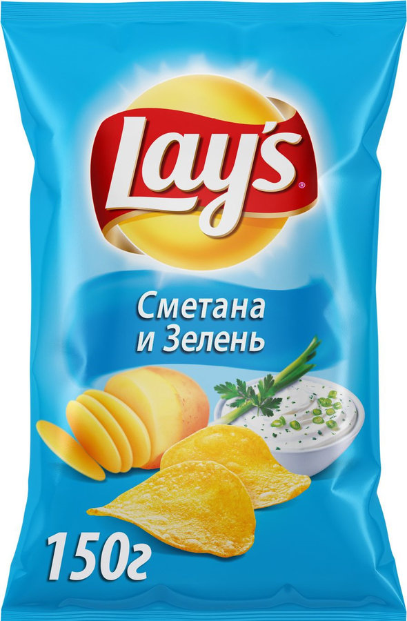 Чипсы Лейз Сметана зелень дисплей 150г